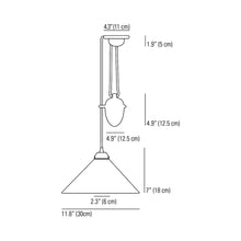 Load image into Gallery viewer, Conical Rise & Fall Pendant Light - line drawing.