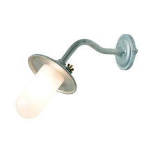 Load image into Gallery viewer, Exterior Bracket Light Indoor/Outdoor Galvanised Wall Light in Frosted Glass/Reflector and Swing Bolt/Canted.