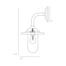 Load image into Gallery viewer, Exterior Bracket Light Indoor/Outdoor Galvanised Wall Light - line drawing.
