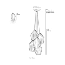 Load image into Gallery viewer, Fin Multi-Light Pendant Light - line drawing.