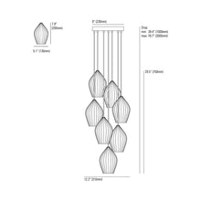 Load image into Gallery viewer, Fin Multi-Light Pendant Light - line drawing.