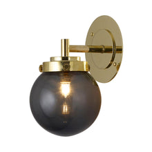 Load image into Gallery viewer, Globe Wall Light in Polished Brass/Anthracite.
