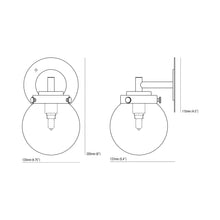 Load image into Gallery viewer, Globe Wall Light - line drawing.