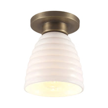 Load image into Gallery viewer, Hector Bibendum Flush Mount Ceiling Light in Antique Brass.