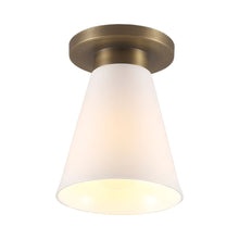 Load image into Gallery viewer, Hector Flowerpot Flush Mount Ceiling Light in Antique Brass.
