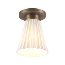 Load image into Gallery viewer, Hector Pleat Flush Mount Ceiling Light in Antique Brass (Medium).