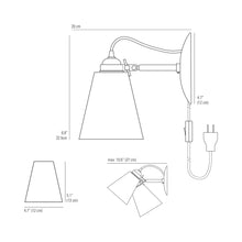 Load image into Gallery viewer, Hector Pleat Plug-In Wall Light - line drawing.