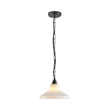 Load image into Gallery viewer, School Pendant Light in Opal/Weathered Brass (9.75-Inch).