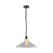 Load image into Gallery viewer, School Pendant Light in Clear/Weathered Brass (15.5-Inch).
