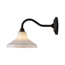 Load image into Gallery viewer, School Wall Light in Opal/Weathered Brass.