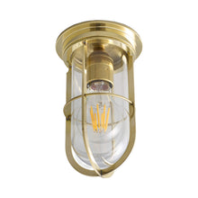Load image into Gallery viewer, Ship's Companionway Flush Mount Ceiling Light in Polished Brass/Clear Glass.