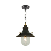 Load image into Gallery viewer, Ship's Deck Pendant Light in Weathered Copper (Small/Clear Glass).