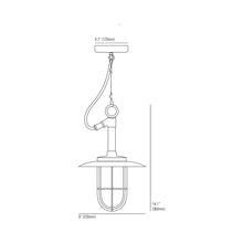 Load image into Gallery viewer, Ship's Well Pendant Light - line drawing.