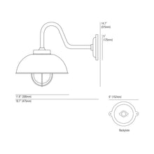 Load image into Gallery viewer, Shipyard Wall Light - line drawing.