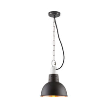 Load image into Gallery viewer, Spun Reflector Pendant Light with Suspension Lampholder in Weathered/Polished Copper.