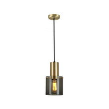 Load image into Gallery viewer, Walter Pendant Light in Anthracite Glass/Brass (Small).