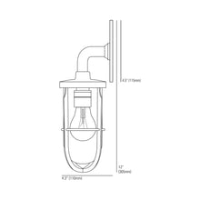 Load image into Gallery viewer, Weatherproof Ship's Well Glass Wall Light - line drawing.