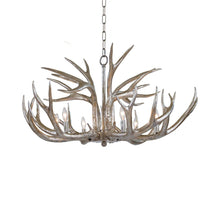 Load image into Gallery viewer, Antler Chandelier in Silver Leaf.