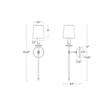 Load image into Gallery viewer, Southern Living Fisher Wall Light - line drawing.