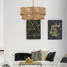 Load image into Gallery viewer, Ashburn Drum Pendant Light in living room.