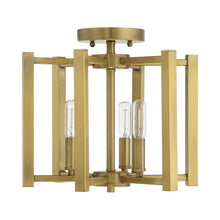 Load image into Gallery viewer, Benson Semi Flush Mount Ceiling Light in Warm Brass.