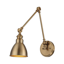 Load image into Gallery viewer, Dakota Adjustable Wall Light in Warm Brass.