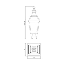 Load image into Gallery viewer, Jackson Outdoor Post Light - line drawing.