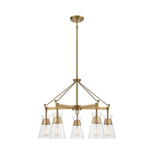 Load image into Gallery viewer, Lakewood Chandelier in Warm Brass.