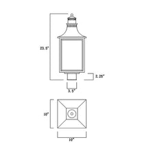 Load image into Gallery viewer, Monte Grande Outdoor Post Light - line drawing.