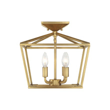 Load image into Gallery viewer, Townsend Semi Flush Mount Ceiling Light in Warm Brass.