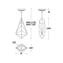 Load image into Gallery viewer, Fazzoletto LED Pendant Light - line drawing.