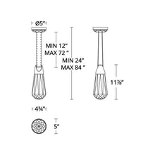 Load image into Gallery viewer, Strapped LED Pendant Light - line drawing.