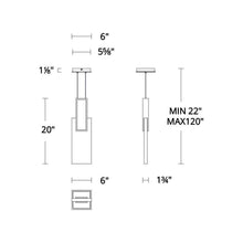 Load image into Gallery viewer, Tryst LED Pendant Light - line drawing.