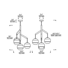 Load image into Gallery viewer, Sedona Multi Light Pendant Light - line drawing.