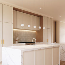 Load image into Gallery viewer, Hemisphere LED Pendant Light in kitchen.