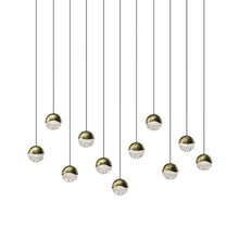 Load image into Gallery viewer, Grapes® 11-Light Rectangle LED Multipoint Pendant Light in Brass (Medium).