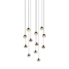 Load image into Gallery viewer, Grapes® 12-Light Round LED Multipoint Pendant Light in Polished Chrome/Small Bulb.