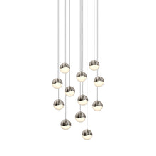 Load image into Gallery viewer, Grapes® 12-Light Round LED Multipoint Pendant Light in Satin Nickel/Medium Bulb.