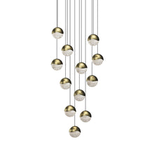 Load image into Gallery viewer, Grapes® 12-Light Round LED Multipoint Pendant Light in Brass/Large Bulb.