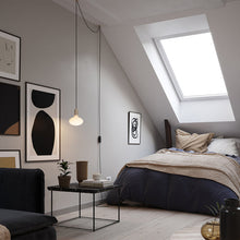 Load image into Gallery viewer, Oval Plug-In Pendant Light in bedroom.