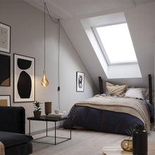 Load image into Gallery viewer, Voronoi III Plug-In Pendant Light in bedroom.