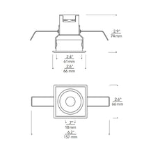Load image into Gallery viewer, ENTRA Niche 2-Inch Square LED Fixed Downlight Recessed Housing - line drawing.