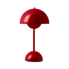 Load image into Gallery viewer, Flowerpot VP9 Portable Table Lamp in Vermilion Red.