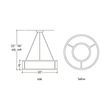 Load image into Gallery viewer, Tambour Pendant Light - line drawing.