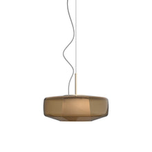 Load image into Gallery viewer, Plisse' LED Pendant Light in Matt Steel/Burned Earth Pongee Silk.