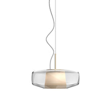 Load image into Gallery viewer, Plisse' LED Pendant Light in Matt Steel/Crystal Pongee Silk.