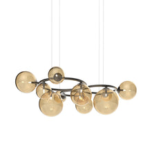 Load image into Gallery viewer, Puppet Ring Pendant Light in Matt Black Nickel/Amber Transparent(55-Inch/11-Light).
