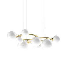 Load image into Gallery viewer, Puppet Ring Pendant Light in Matt Gold/White Shaded(55-Inch/11-Light).