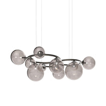 Load image into Gallery viewer, Puppet Ring Pendant Light in Matt Black Nickel/Smoky Transparent(55-Inch/11-Light).