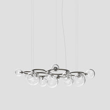Load image into Gallery viewer, Puppet Ring Pendant Light in Matt Black Nickel/Crystal Transparent(72-Inch/15-Light).